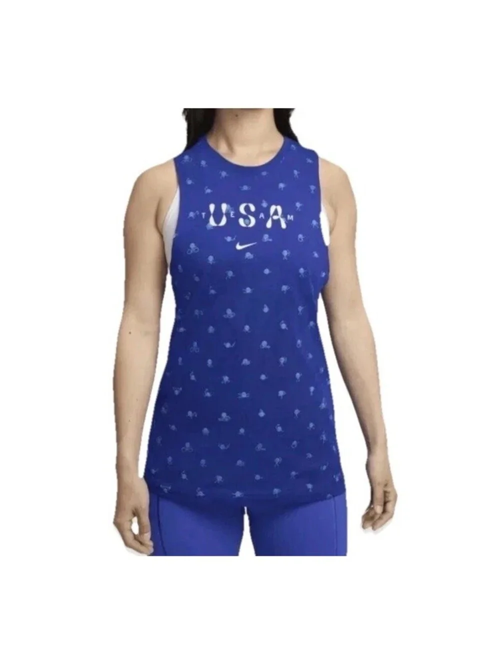 Nike Team USA All Over Print Muscle Tank Top Women's Shirt Small FZ3384-417